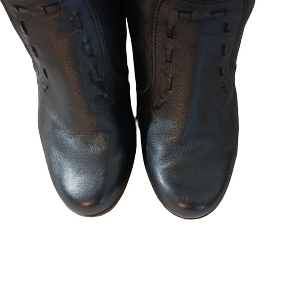 Guess Tall Black Leather Boots Knee High Heeled Boots - Picture 4 of 11